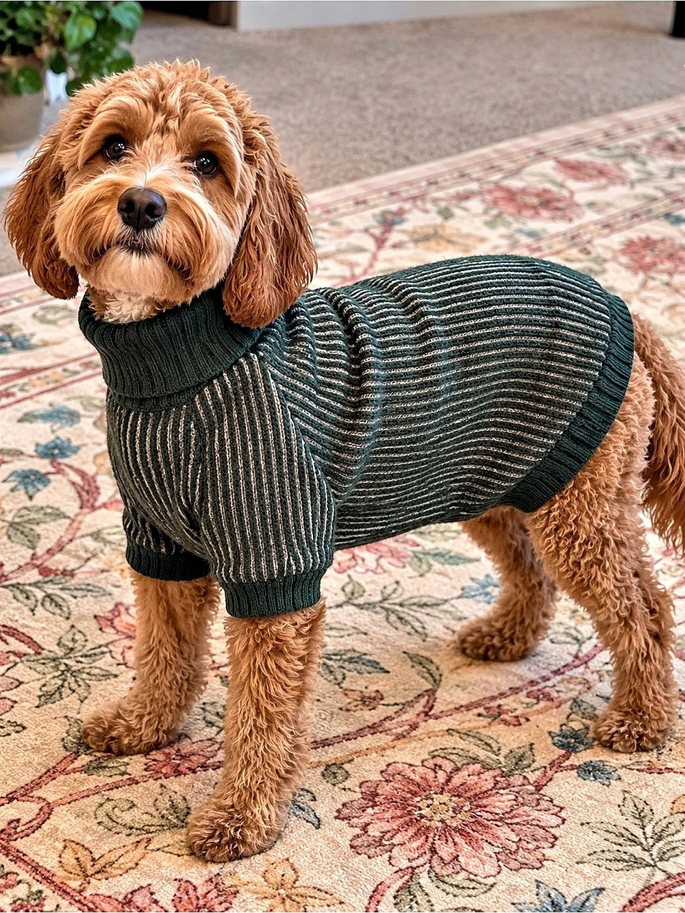 Striped Dog Sweater XL
